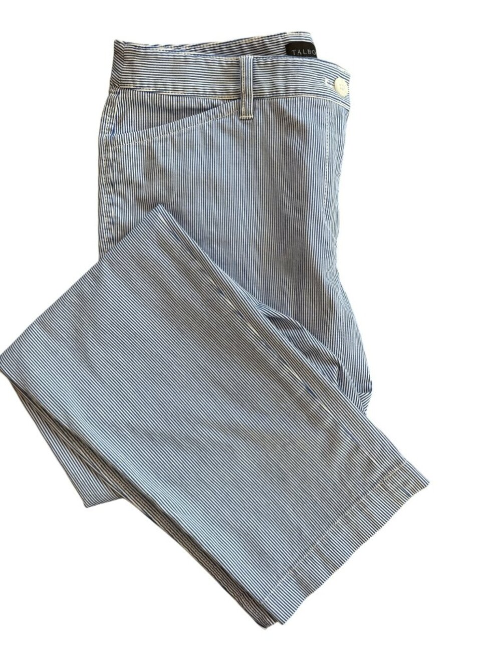 Talbots 10 Blue White Striped Ankle Pants Chino Stretch Coastal Preppy Summer